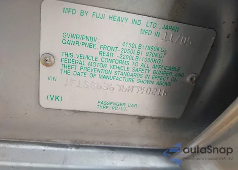 2006 Subaru Forester 2.5X z USA, uszkodzony, nr VIN JF1SG63676H740216